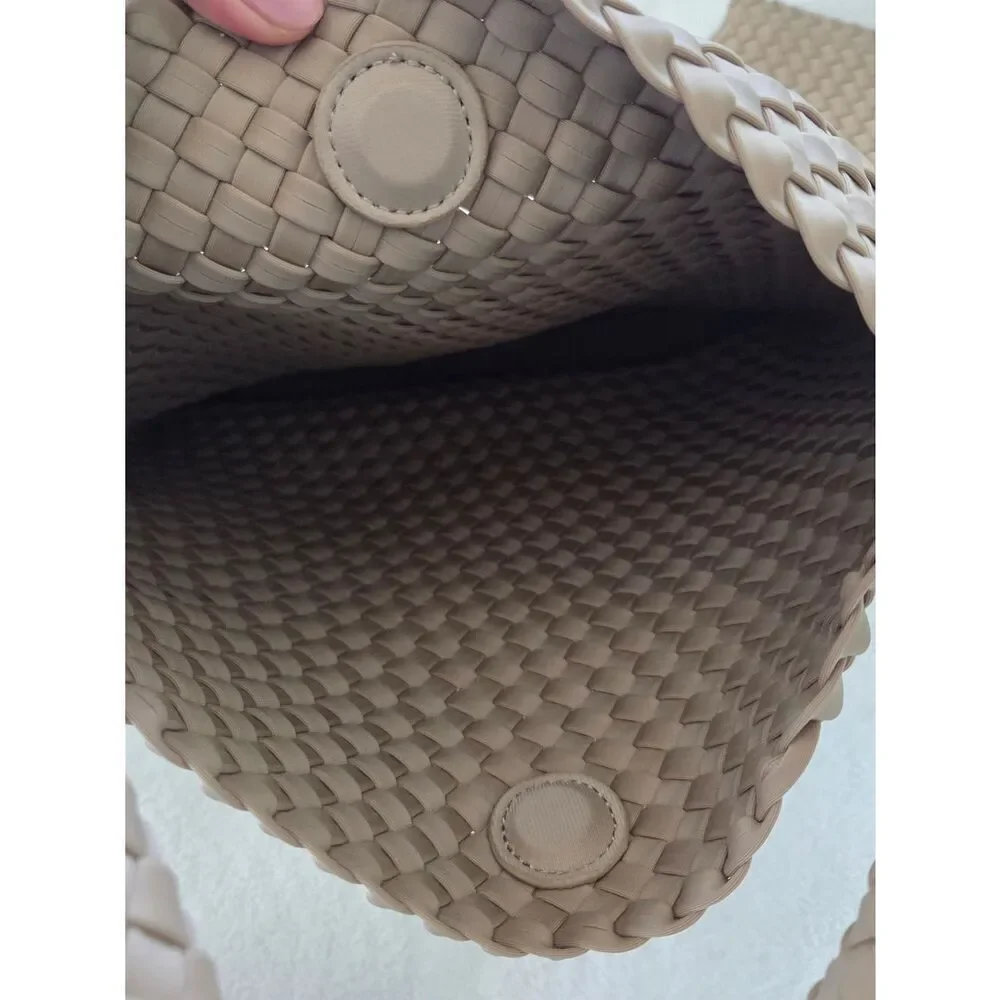 Woven Taupe Hobo Bag with Matching Pouch